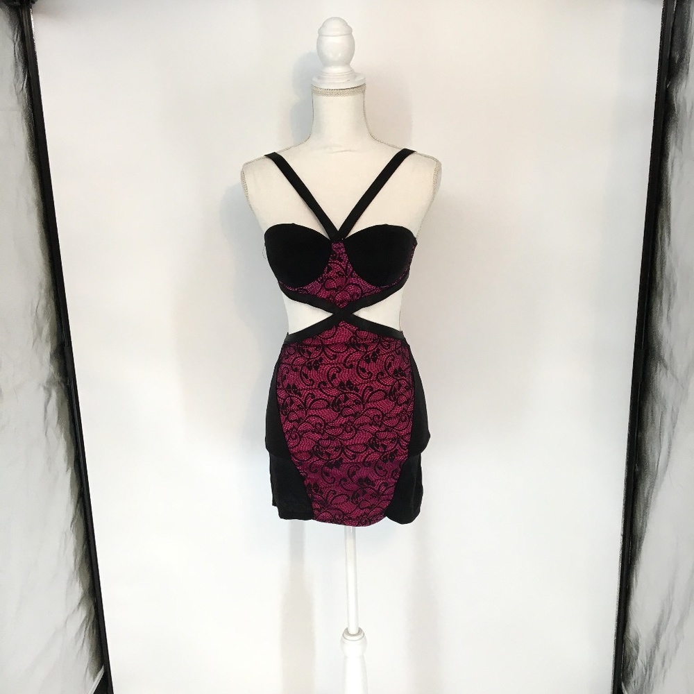 Oh La La Cheri Pink Lace Cutout Lingerie Set